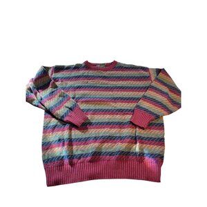 VTG Lord Jeff XL Striped Sailor Rib Sweater 100% Cotton Made In USA Multicolor
